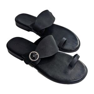 Free People Women's Barcelona Slip On Sandal Slides Black Leather